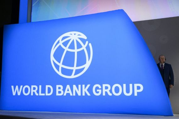 A stage director looks on at the IMF/World Bank Annual Fall Meetings [File: Andrew Caballero-Reynolds/AFP]