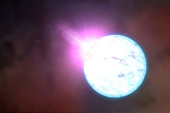 An artist's rendering of an outburst on an ultra-magnetic neutron star, also called a magnetar is shown in this handout provided by NASA February 10, 2016.