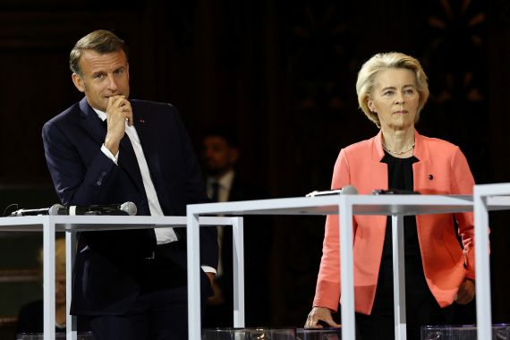 French President Emmanuel Macron and European Commission President Ursula Von der Leyen