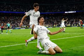 Real Madrid's Jacobo Ramon celebrates scoring their second goal against Mallorca