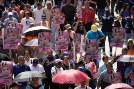 A protest calls for the return of Maikelys Espinoza