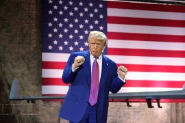 President Donald Trump gestures