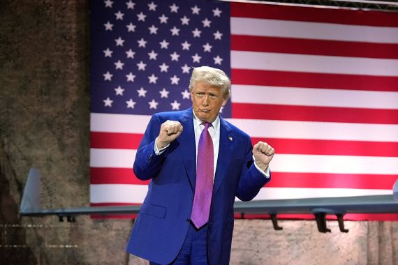 President Donald Trump gestures