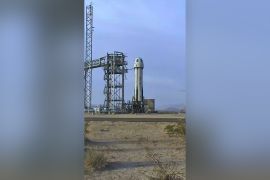 A Blue Origin space tourism rocket carried an all-female crew of six to the edge of space and back in a flight that lasted just over ten minutes. [Screenshot via Blue Origin]